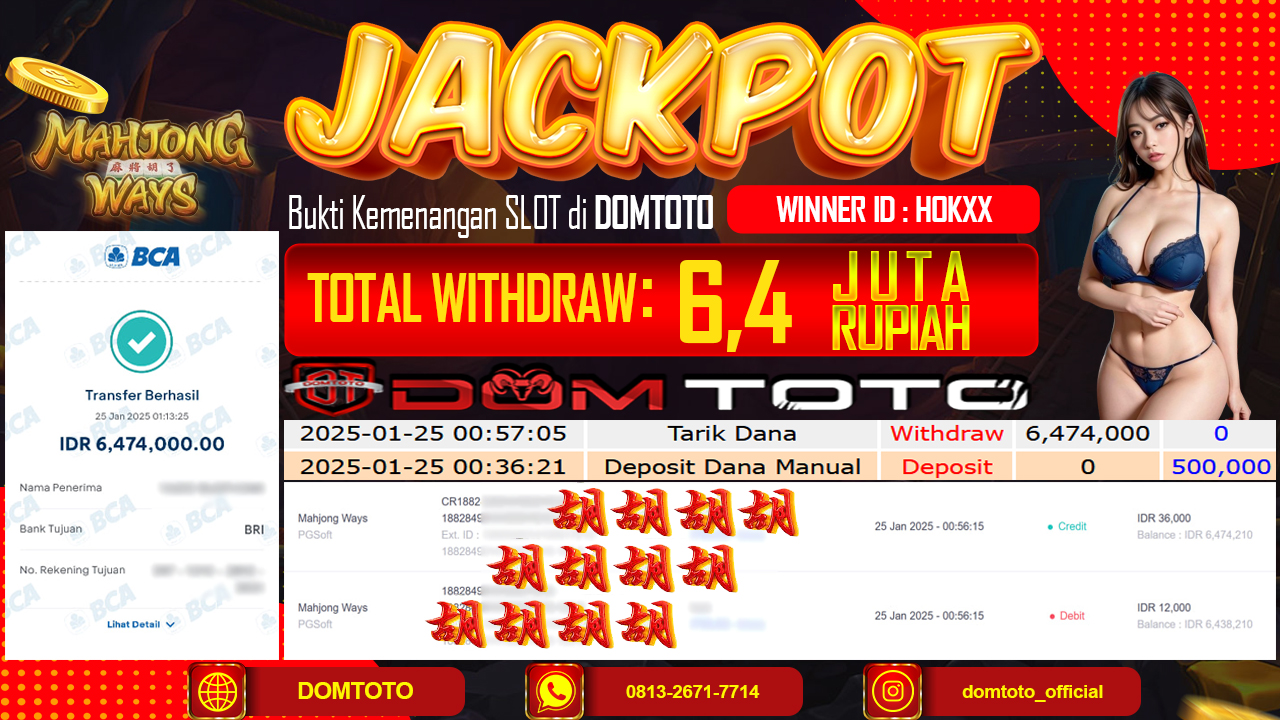 JACKPOT SLOT MAHJONG WAYS  24 JANUARI 2025